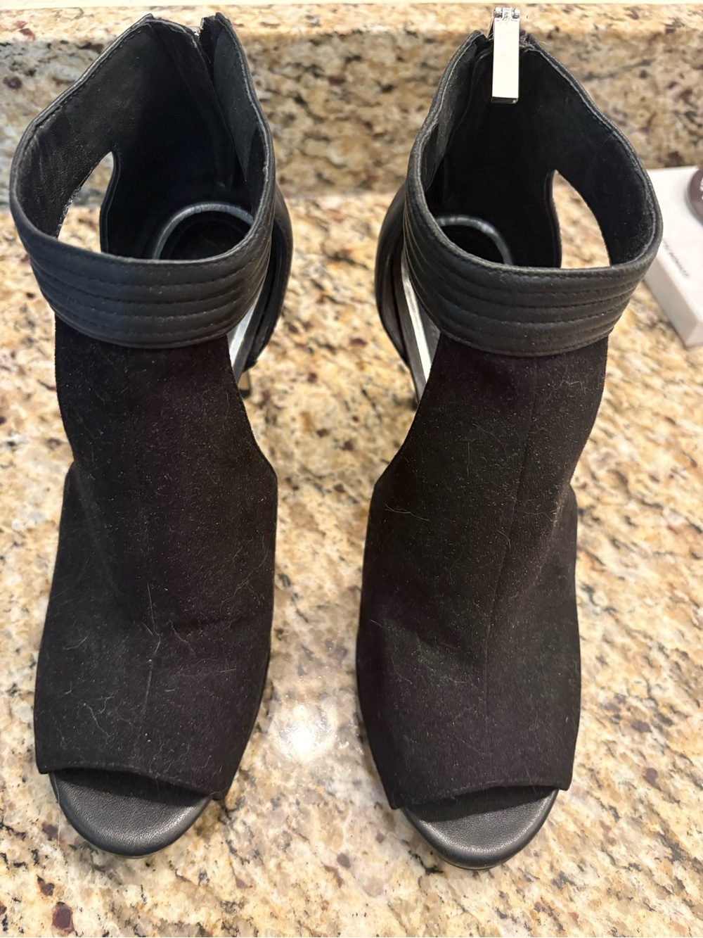 White House Black Market Black Open-Toe Ankle Booties